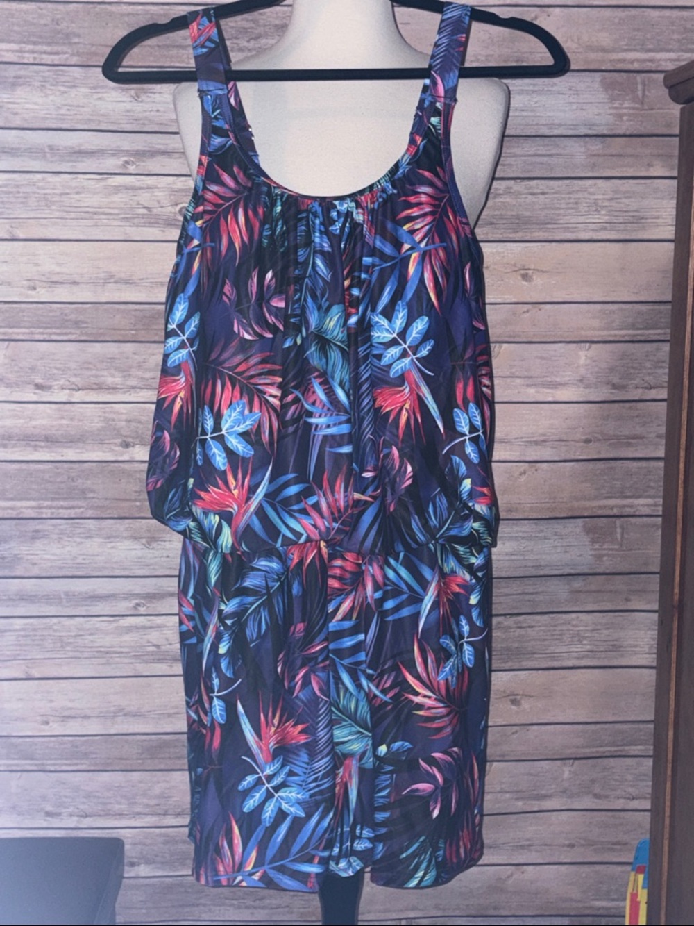 Women's Tropical Print Navy swimsuit
